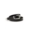 Juan-jo Men's Black Leather Belt With Silver Buckle And Metal Tip In Black
