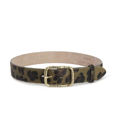 Juan-jo Women's Animal Print Belt - Green Leopard Print Cowhide Belt