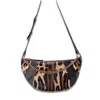 Juan-jo Women's Black / Brown Animal Print Leather Bag - Half Moon Leopard Purse