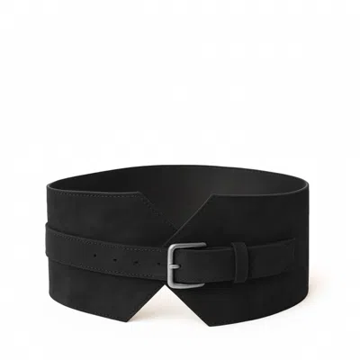 Juan-jo Women's Black Suede Wide Belt