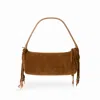 Juan-jo Women's Brown Suede Bag- Boho Baguette Purse Fringes And Feathers