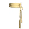Juan-jo Women's Butter Yellow Leather Obi Belt With Long Tassels