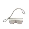 Juan-jo Women's Glasses Case Metallic Leather -silver