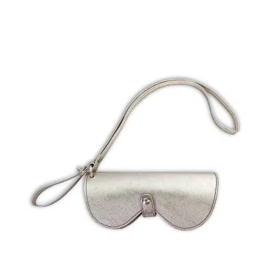 Juan-jo Women's Glasses Case Metallic Leather -silver