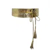 Juan-jo Women's Gold Leather Belt Pom-pom In Gold