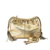 Juan-jo Women's Gold Leather Clutch Bag With Tassels In Gold
