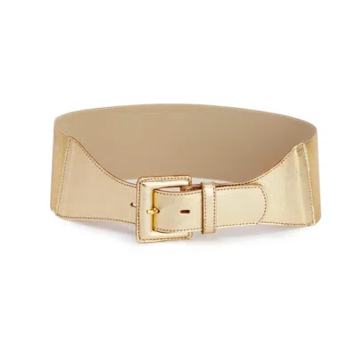 Juan-jo Women's Gold Wide Belt - Leather And Elastic Band