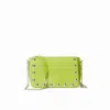 Juan-jo Women's Lime Green Leather Studded Small Crossbody