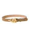 Juan-jo Women's Neutrals Suede Belt With Gold Snake Buckle- Beige In Brown