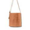 Juan-jo Women's Neutrals Tan Croc Leather Bucket Bag- Light Brown
