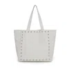 Juan-jo Women's Off White Leather Studded Tote Bag