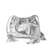 Juan-jo Women's Silver Leather Clutch Bag With Tassels In Silver