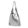 Juan-jo Women's Silver Leather Shoulder Bag - Slouchy Hobo Handbag In Silver