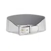 Juan-jo Women's Silver Wide Belt - Leather & Elastic Band In Silver