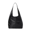 Juan-jo Women's Slouchy Leather Shoulder Bag-black In Black