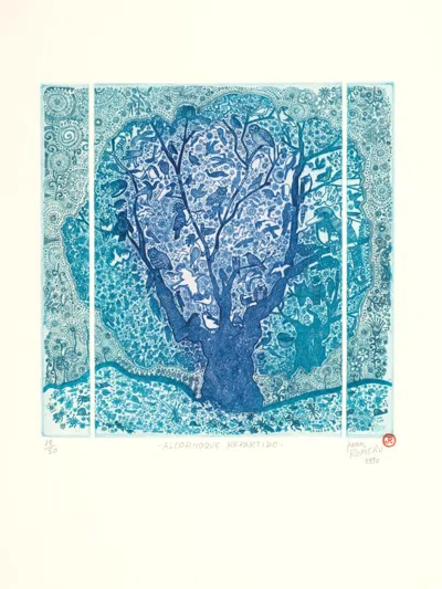 Juan Romero Fernández ''alcornoque Repartido'' Engraving On Paper, 13'' X 13'' In Neutral