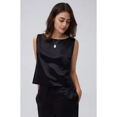 Juana Aven Silk Tank In Black
