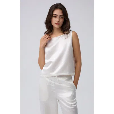 Juana Aven Silk Tank In White Pearl