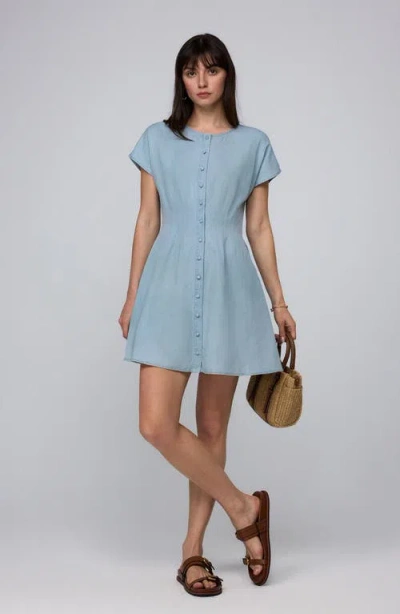 Juana Faye Pleated Shirt Dress In Chambray Blue