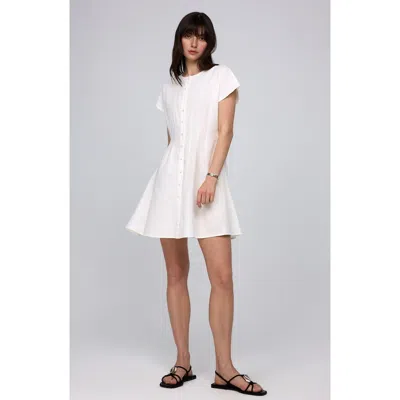 Juana Flora Pleated Shirt Dress In White