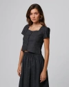 Juana Hemp Blend Button Front Top In Black