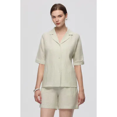 Juana Hemp Camp Shirt In Light Mint