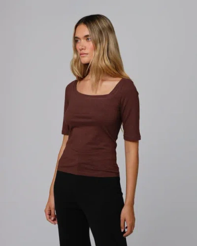 Juana Hemp Essentials Asymmetrical Neckline Tee In Brown