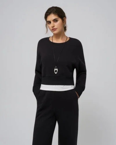 Juana Hemp Essentials Fleece Cropped Sweater In Black