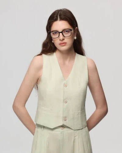 Juana Hemp Tailored Vest In Light Mint