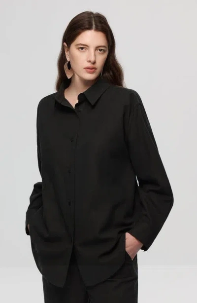 Juana Lyricist Natural Oversized Shirt In Black