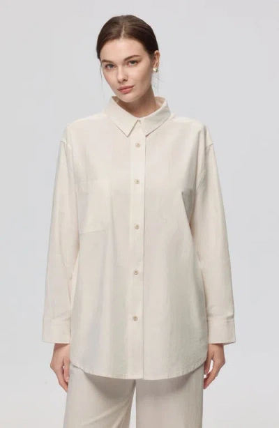 Juana Lyricist Natural Oversized Shirt In White