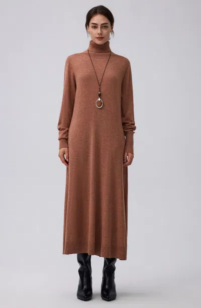 Juana Turtleneck Maxi Dress In Chestnut