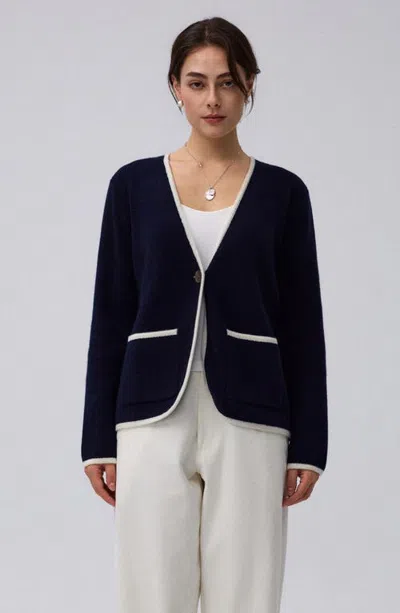 Juana Wool Cashmere Sweater Blazer In Navy