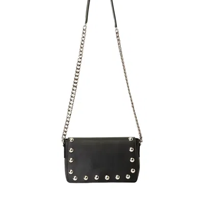 Juan-jo Women's Black Leather Studded Small Crossbody