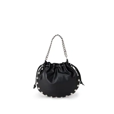 Juan-jo Women's Black Studded Round Soft Leather Bag