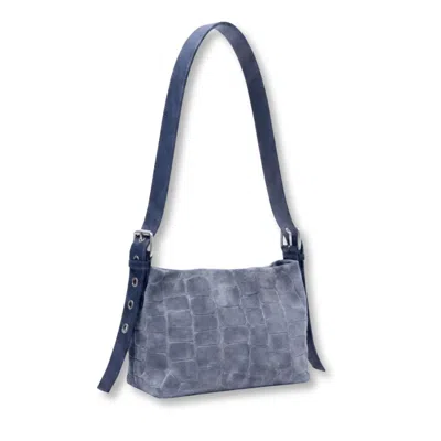 Juan-jo Women's Blue Croc Suede Crossbody Bag