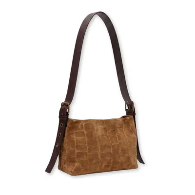 Juan-jo Women's Brown Croc Suede Crossbody Bag