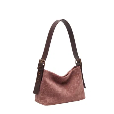 Juan-jo Women's Croc Suede Crossbody Bag-dusty Pink