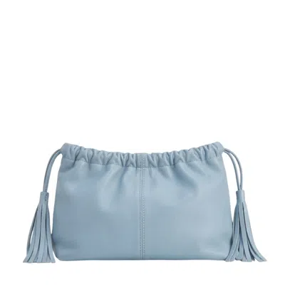 Juan-jo Women's Light Blue Leather Clutch Bag With Tassels