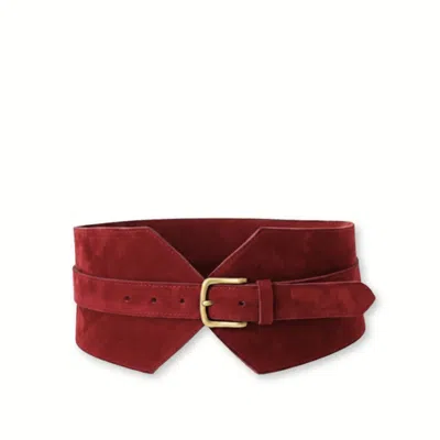 Juan-jo Women's Red Burgundy Suede Wide Belt