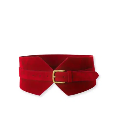 Juan-jo Women's Red Suede Wide Bucket Belt