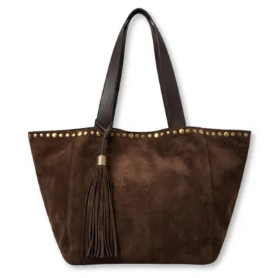 Juan-jo Women's Studded Suede Tote Bag-dark Brown