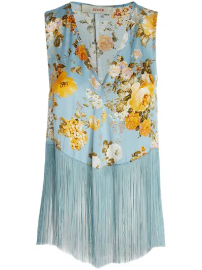 Jucca Fringe-hem Vest In Blue