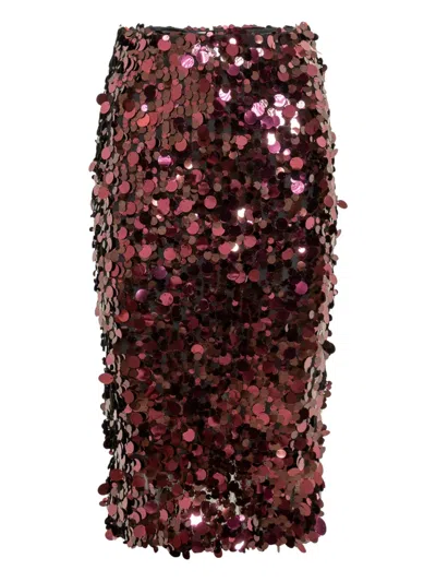 Jucca Sequin-embellished Midi Skirt In Red