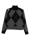 Jucca Argyle-pattern Cutout Sweater In Gray