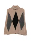 Jucca Argyle Turtleneck Sweater In Grey
