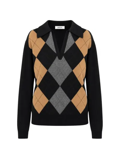Jucca Argyle-intarsia Collar Sweater In Brown
