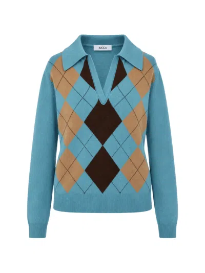 Jucca Argyle-knit Sweater In Blue