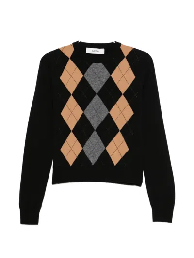 Jucca Argyle-pattern Wool Sweater In Black