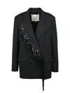 Jucca Black Polyester-blend Double-breasted Long Jacket In Black